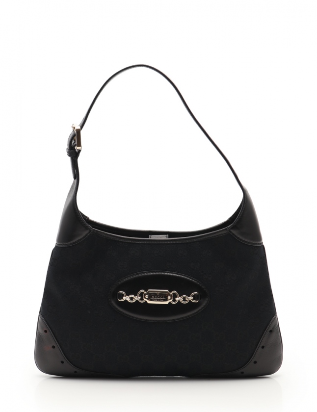 ショルダーバック　黒系 グッチ GUCCI ショルダーバッグ GGキャンバス 黒 145778 キャンバス