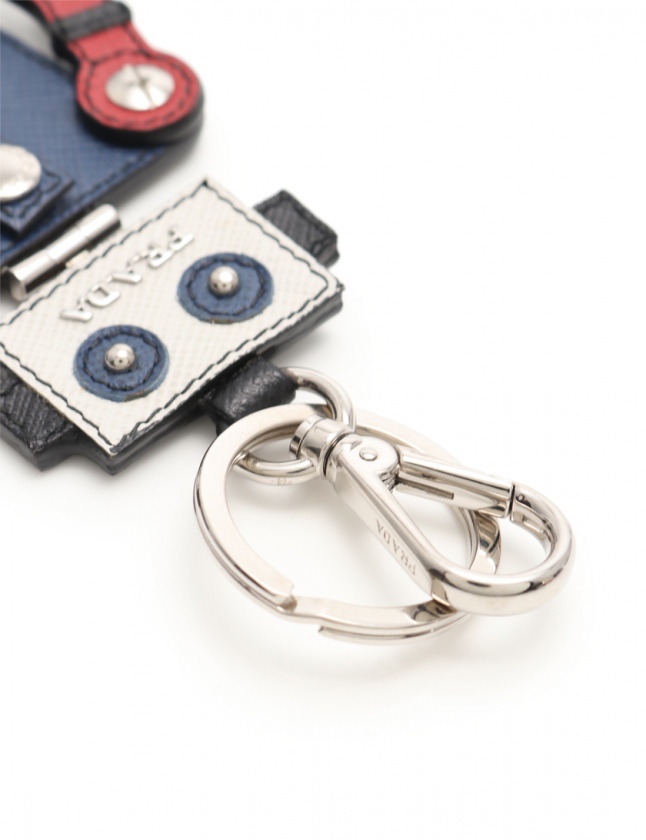 PRADA サフィアーノレザー キーリング キーホルダー ネイビー PRADA