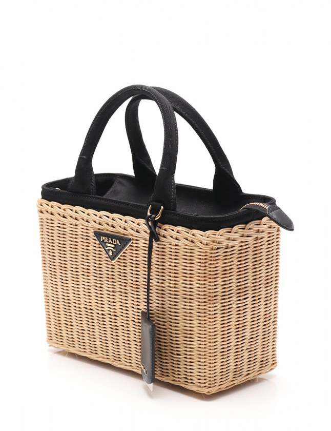 プラダ PRADA ハンドバッグ かごバッグ ショルダーバッグ ウィッカー 