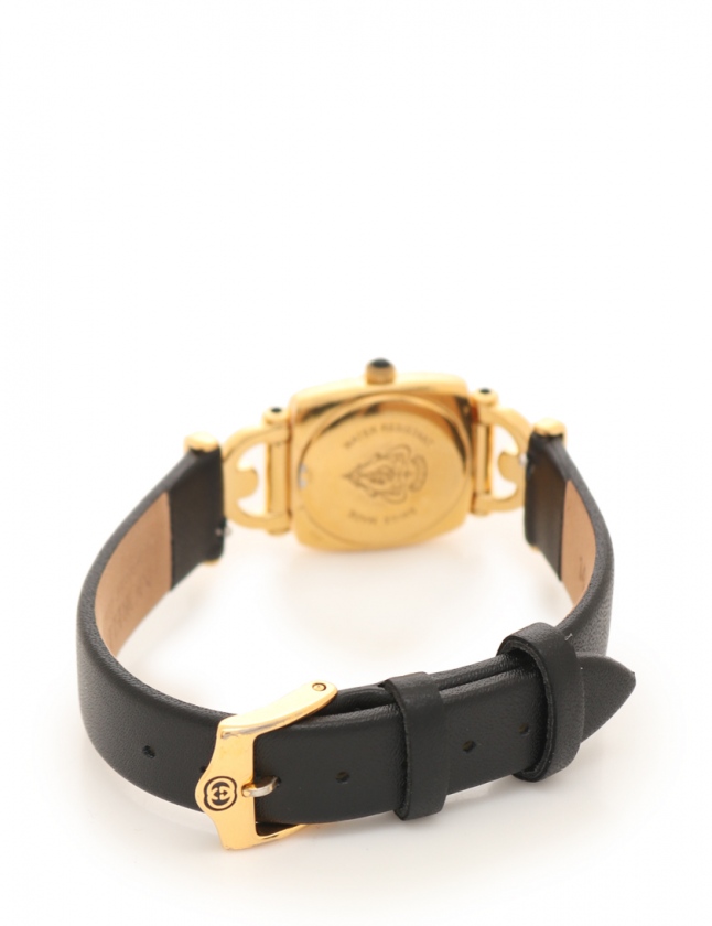 グッチ GUCCI 腕時計 レディース ゴールド 6300L レザー 黒文字