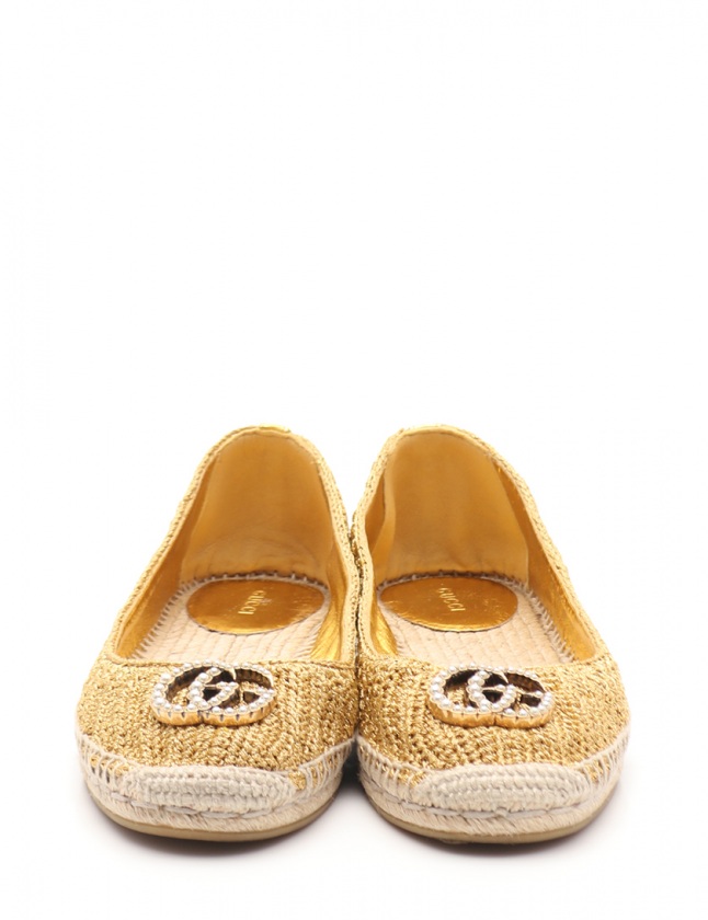 グッチ GUCCI エスパドリーユ GGマーモント ゴールド 38 シューズ 25cm