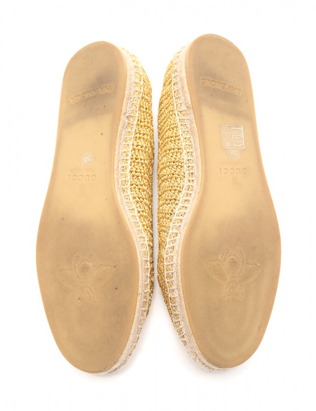グッチ GUCCI エスパドリーユ GGマーモント ゴールド 38 シューズ 25cm  