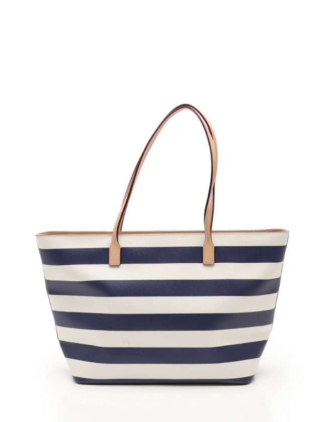 ケイトスペード KATE SPADE トートバッグ ボーダー 白 ネイビー 