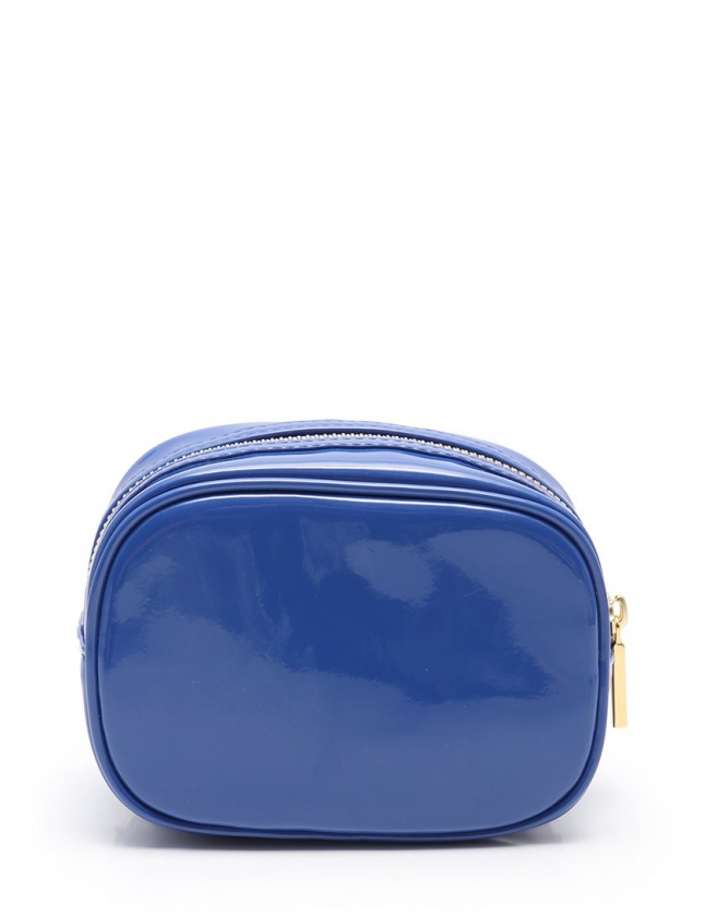 トリーバーチ TORY BURCH 化粧ポーチ 青 小物 エナメルレザー
