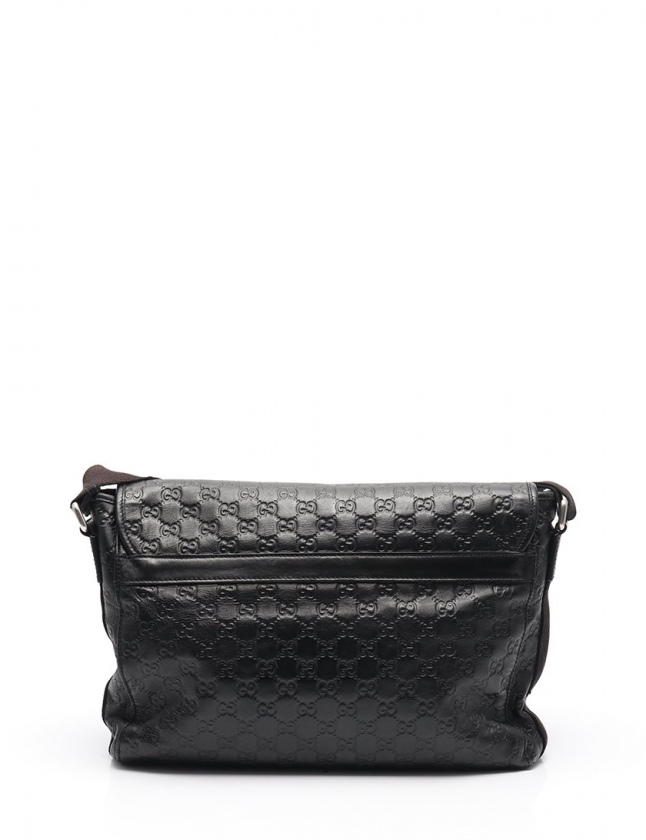 GUCCI ブラックレザーメッセンジャーバッグ actone_225-411-1
