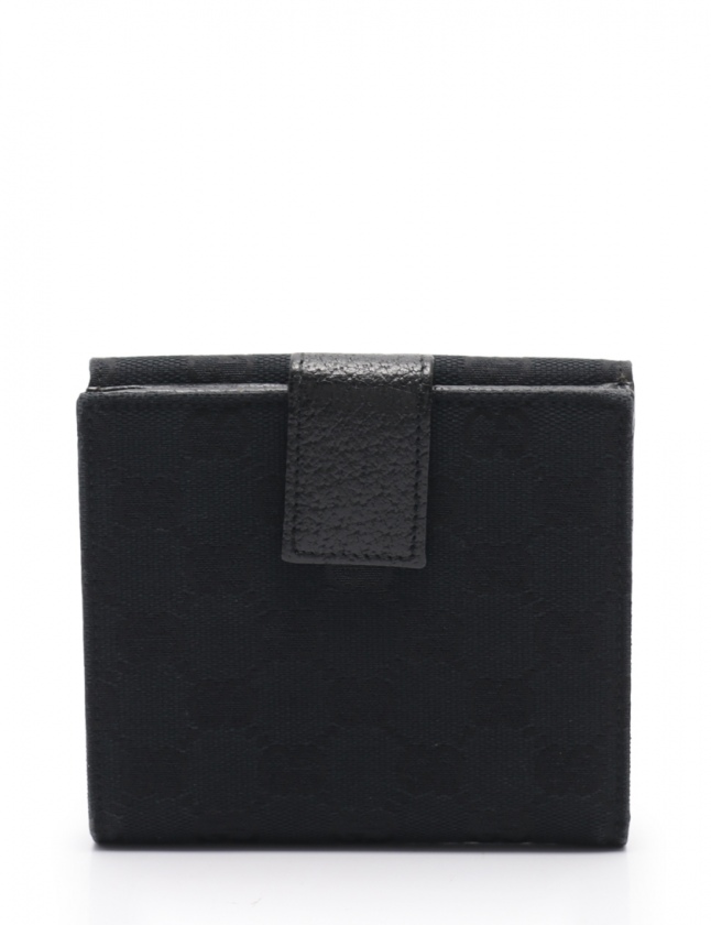 グッチ GUCCI Wホック 二つ折り財布 GGキャンバス 黒 小物