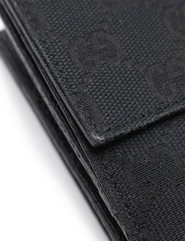 グッチ GUCCI Wホック 二つ折り財布 GGキャンバス 黒 小物 キャンバス  