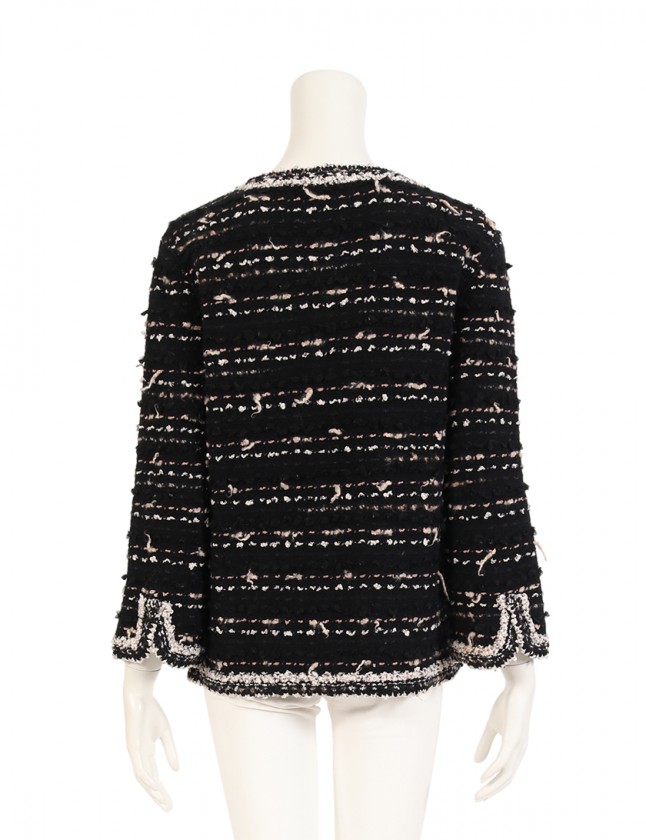 シャネル CHANEL ジャケット ツイード 黒 マルチカラー 46