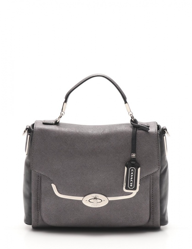 COACH グレー メッセンジャーバッグ/ サフィアーノレザー
