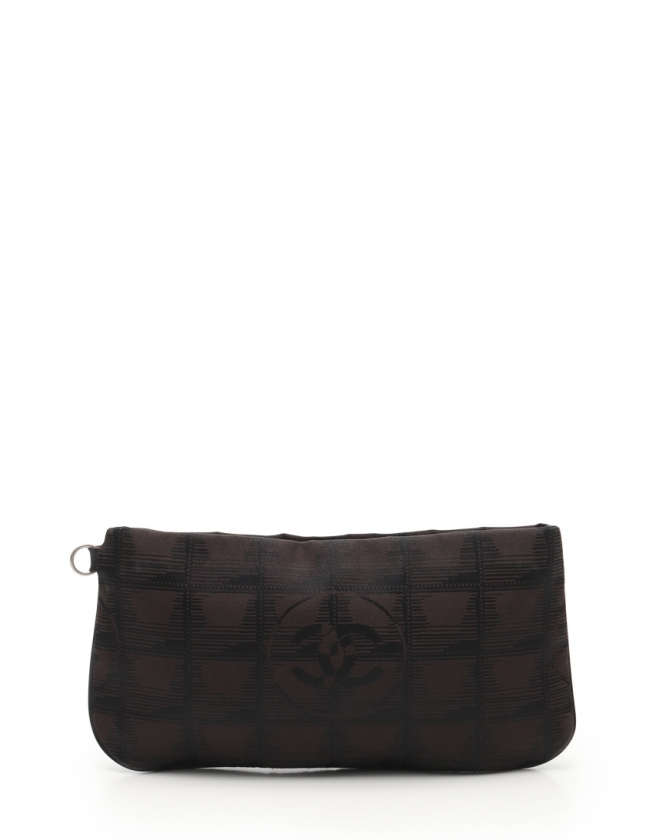 シャネル CHANEL ポーチ ニュートラベルライン 黒 茶 小物 ナイロン 