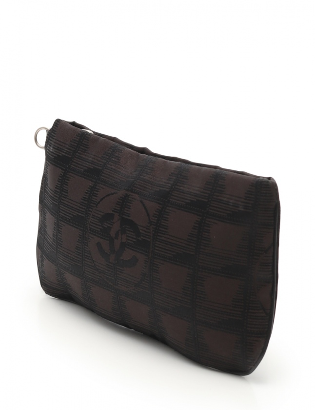 シャネル CHANEL ポーチ ニュートラベルライン 黒 茶 小物 ナイロン 