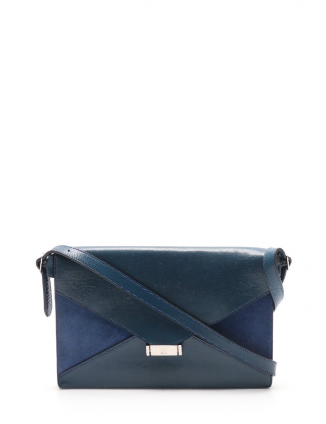セリーヌ CELINE ショルダーバッグ ダイヤモンドクラッチ 青 スエード 