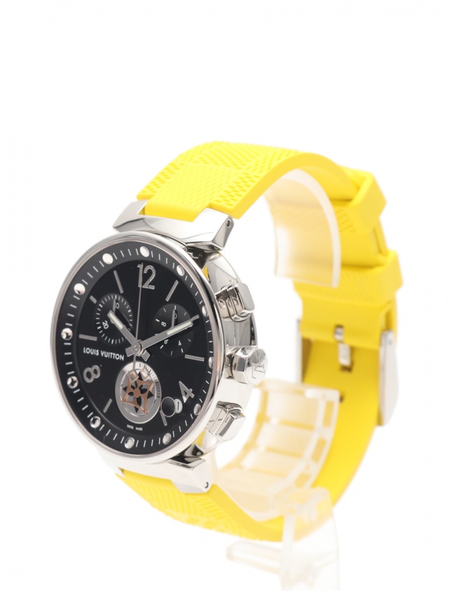 ルイヴィトン Louis Vuitton メンズ 腕時計 クオーツ タンブール ムーンスターgm シルバー 黄 Q8d11 Ss ラバー メンズ 114 ベクトルパーク