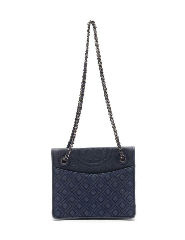 トリーバーチ TORY BURCH チェーンショルダーバッグ 青 デニム 