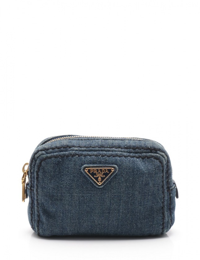 プラダ PRADA ポーチ ネイビー 小物 デニム レディース 114  