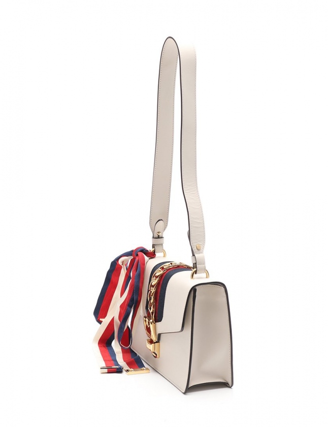 グッチ GUCCI ショルダーバッグ ポシェット シルヴィ 白 421882 レザー 