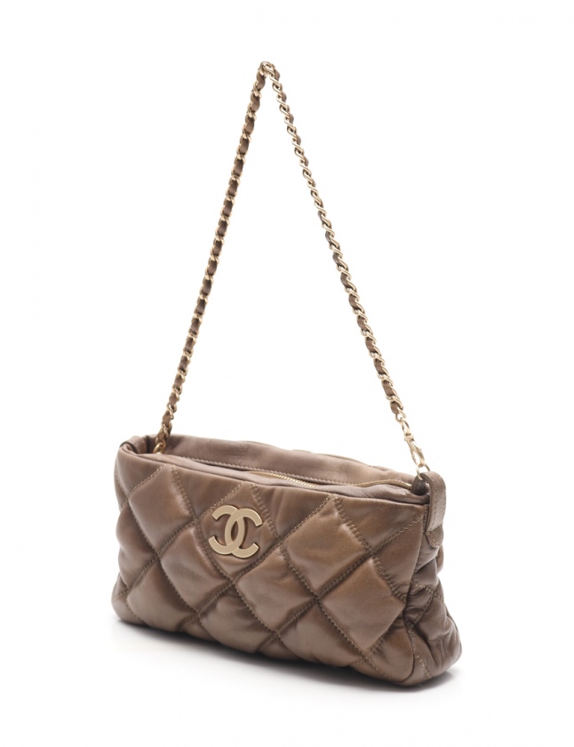 シャネル CHANEL チェーンショルダーバッグ バブルキルト カーキ 