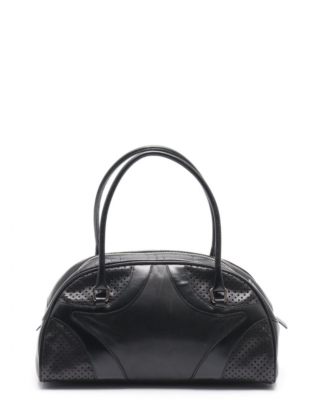プラダ PRADA ハンドバッグ ミニボストン 黒 B10521 レザー パンチング  