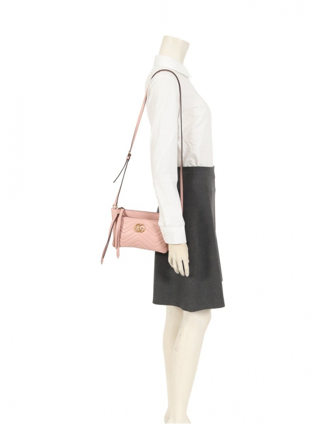 グッチ GUCCI ショルダーバッグ GGマーモント ピンク 453878 レザー  