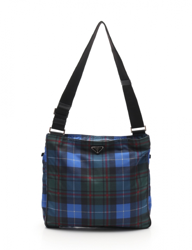 プラダ PRADA ショルダーバッグ チェック柄 青 マルチカラー VA0220 