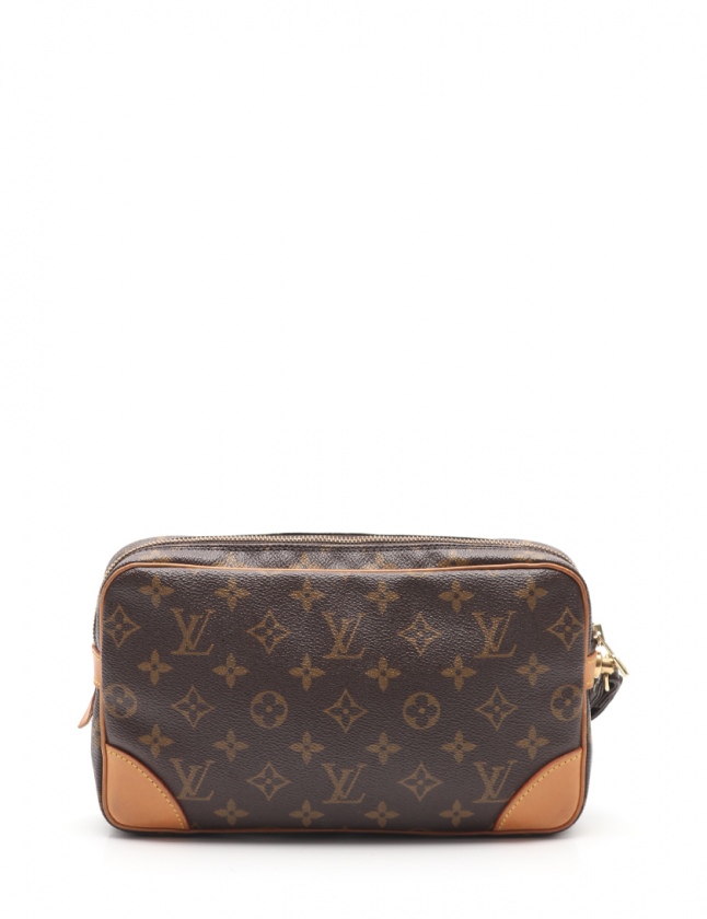 美品 ルイヴィトン PVC クラッチバッグ マルリードラゴンヌ モノグラム 茶 LOUIS VUITTON ルイヴィトン マルリードラゴンヌ モノグラム
