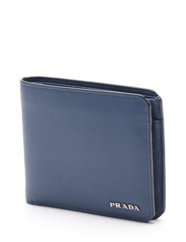 プラダ PRADA 二つ折り財布 ネイビー 小物 サフィアーノレザー 2M0738 