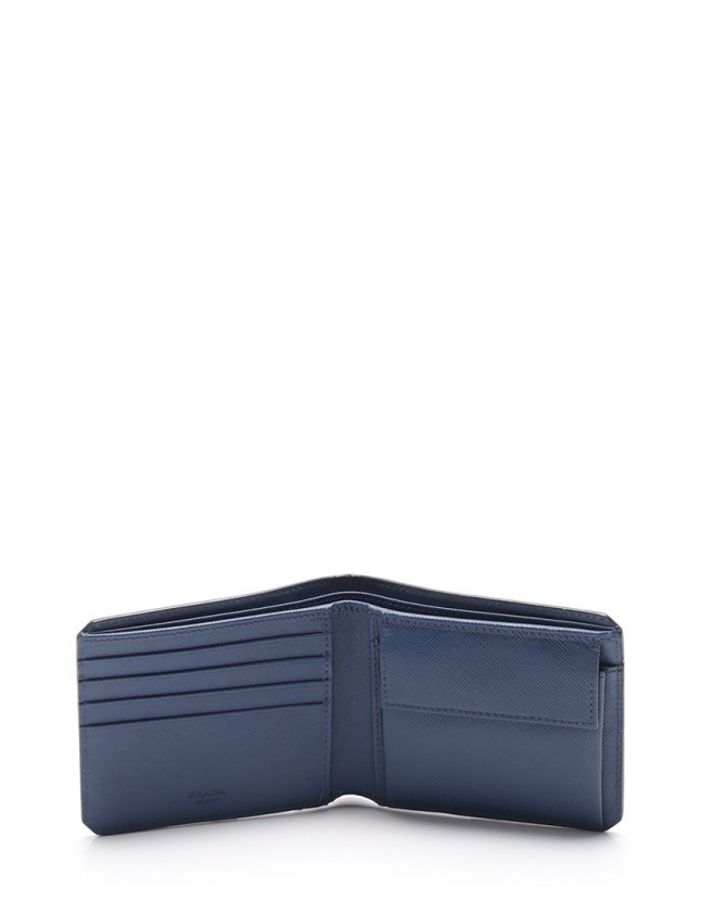 プラダ PRADA 二つ折り財布 ネイビー 小物 サフィアーノレザー 2M0738