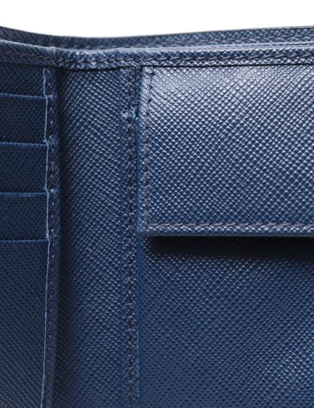 プラダ PRADA 二つ折り財布 ネイビー 小物 サフィアーノレザー