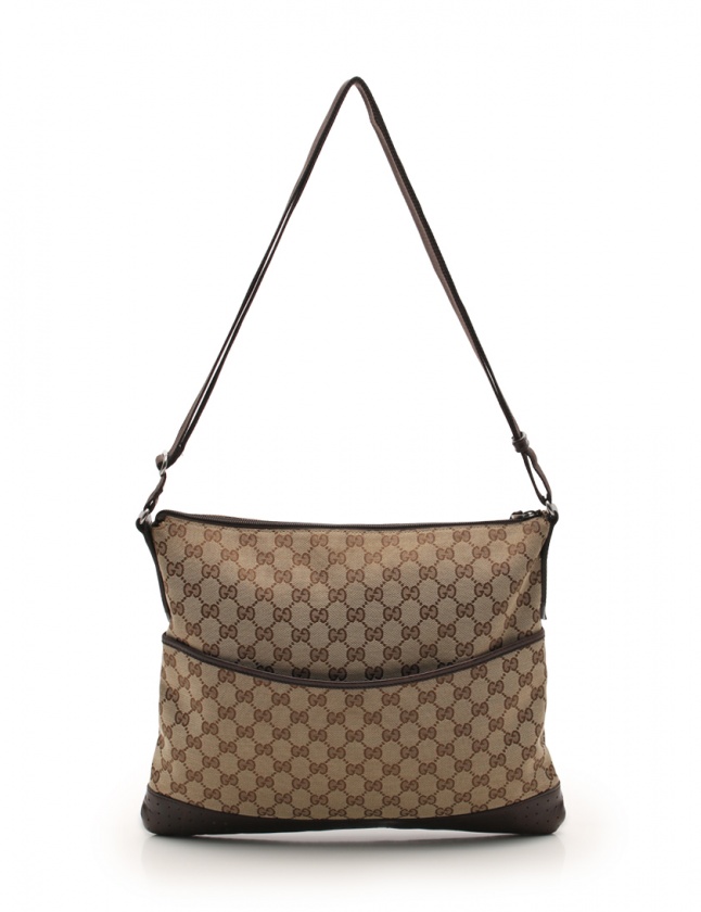 グッチ GUCCI ショルダーバッグ GGキャンバス ベージュ 茶 145856