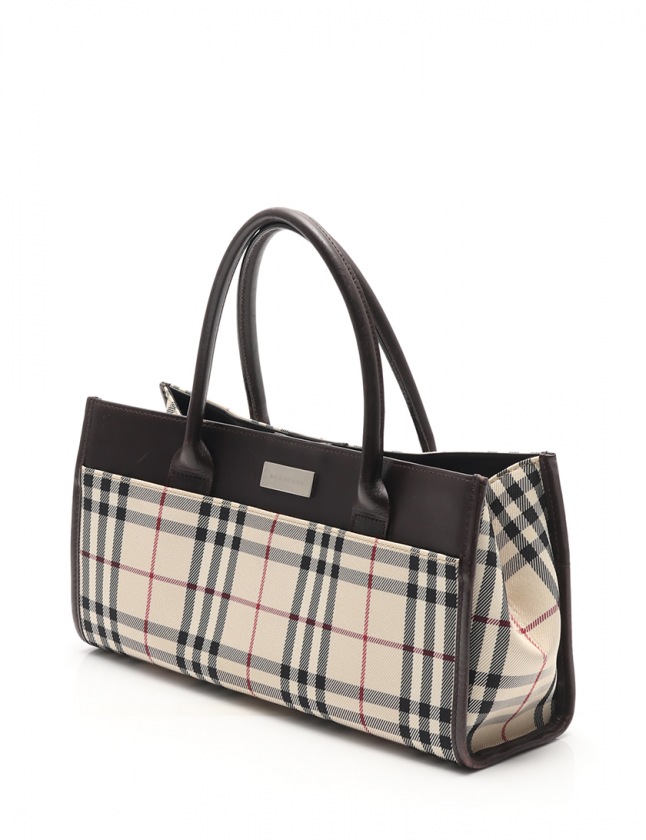 バーバリー BURBERRY ミニハンドバッグ チェック柄 ベージュ 黒 茶 