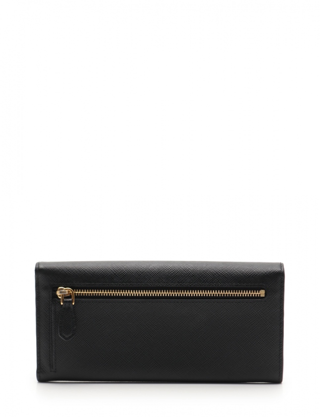 プラダ PRADA 二つ折り長財布 黒 赤 小物 サフィアーノレザー 1MH037 