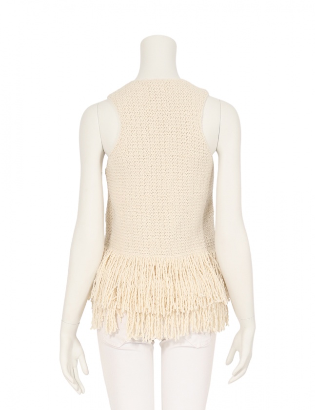 セリーヌ CELINE ベスト ニット アイボリー XS トップス 無地 2 3AQ0  