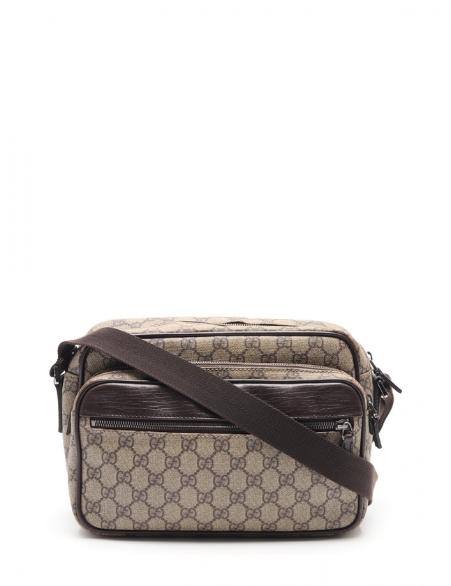グッチ GUCCI ショルダーバッグ GGスプリーム 茶 114531 PVC レザー 