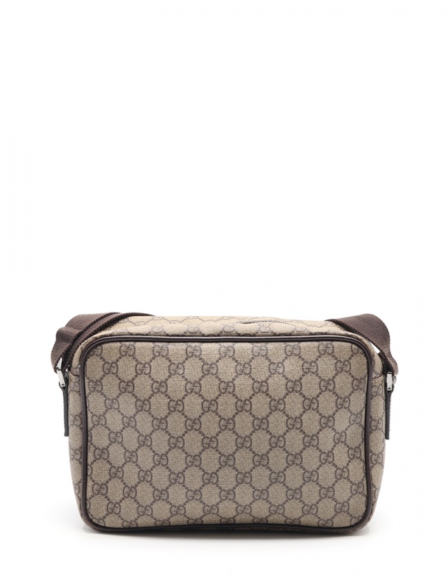 グッチ GUCCI ショルダーバッグ GGスプリーム 茶 114531 PVC レザー 