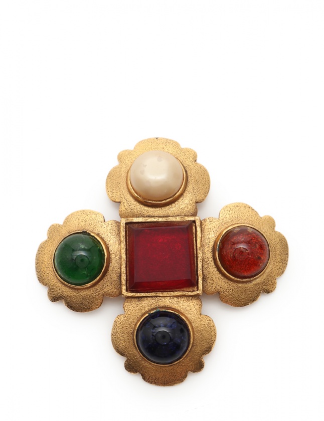 CHANEL ブローチ グリポワ カラーストーン クロスモチーフ ヴィンテージ シャネル CHANEL ブローチ グリポワ ゴールド マルチカラー