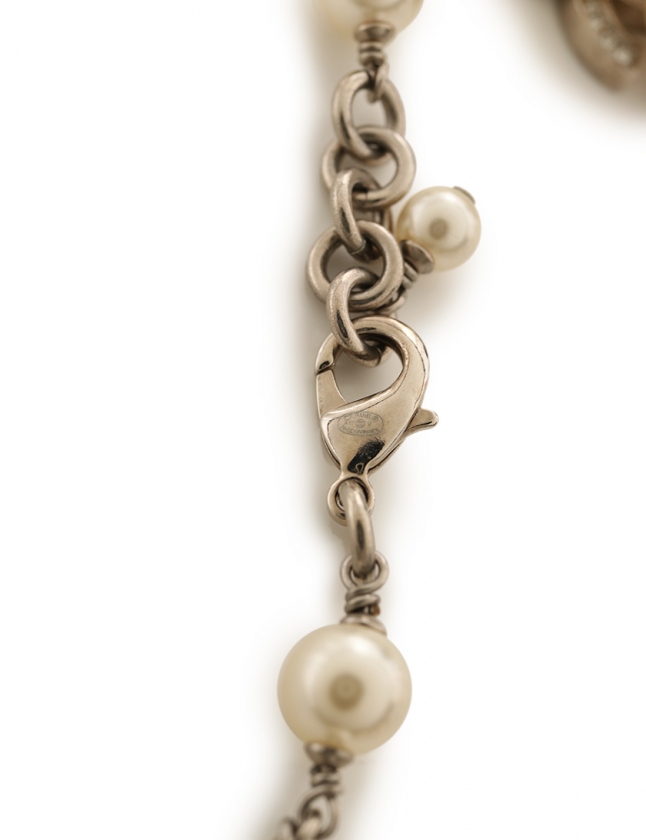 シャネル CHANEL ロングネックレス ココマーク シルバー アイボリー  