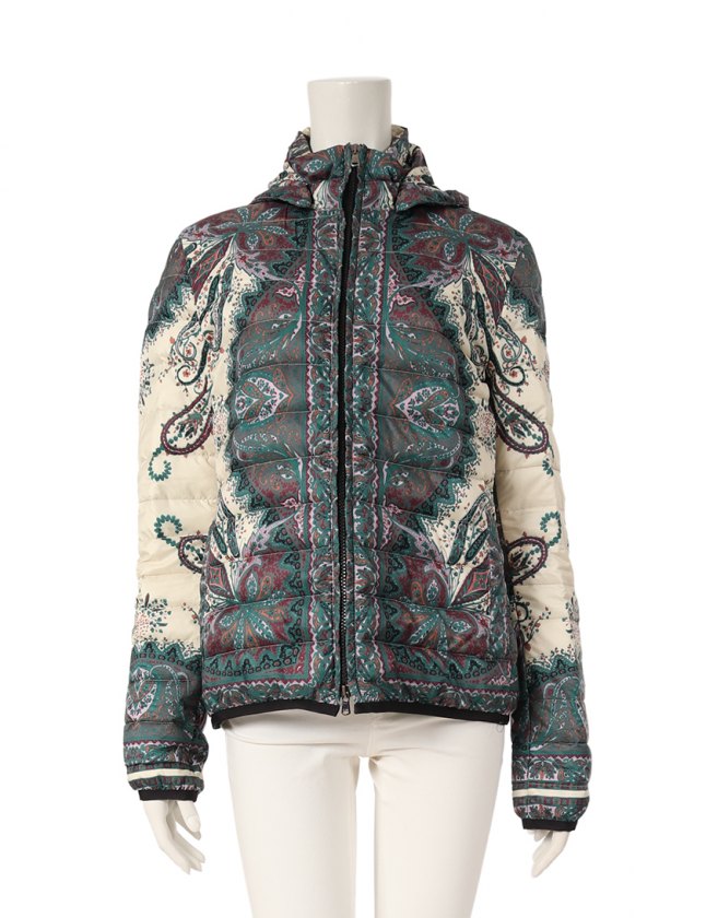 エトロ ETRO ダウンジャケット アイボリー 緑 マルチカラー 44  
