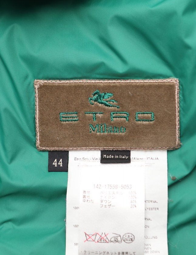 エトロ ETRO ダウンジャケット アイボリー 緑 マルチカラー 44  