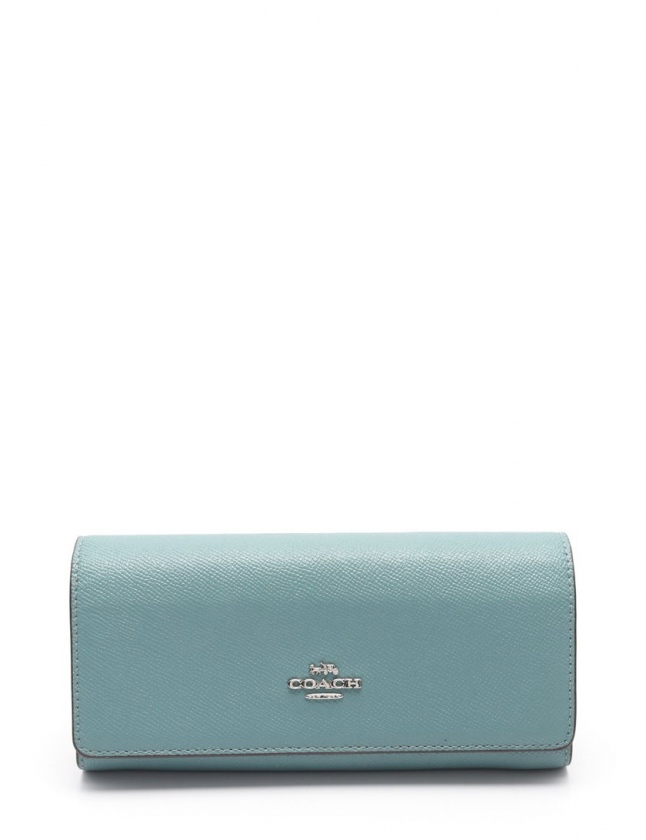 コーチ COACH 二つ折り長財布 フラップウォレット ブルーグリーン 小物 