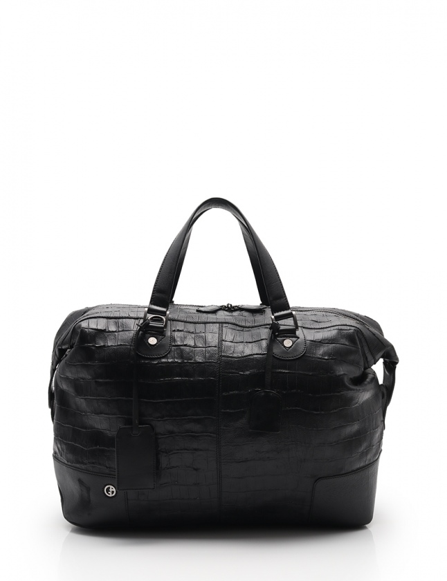 ジョルジオアルマーニ GIORGIO ARMANI ボストンバッグ 黒 レザー 型