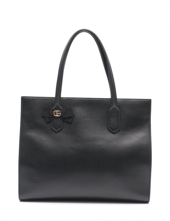 グッチ GUCCI トートバッグ GGリボン 黒 440055 レザー 日本限定 