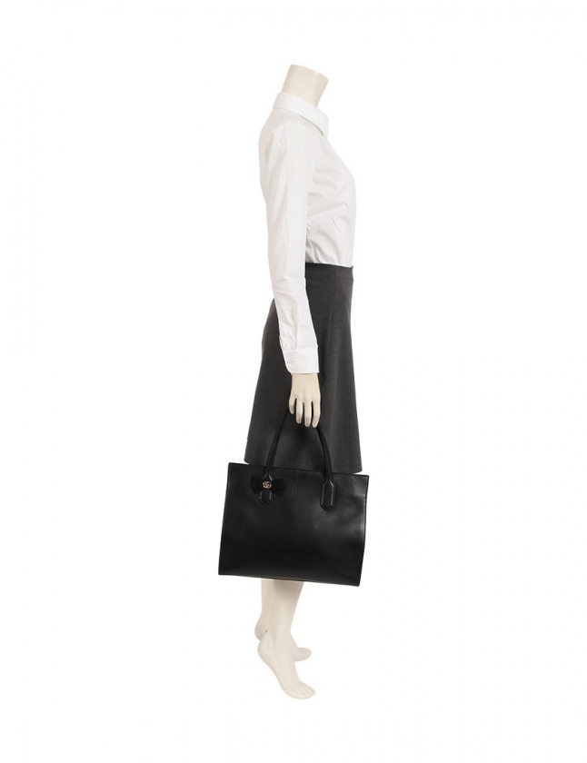グッチ GUCCI トートバッグ GGリボン 黒 440055 レザー 日本限定 