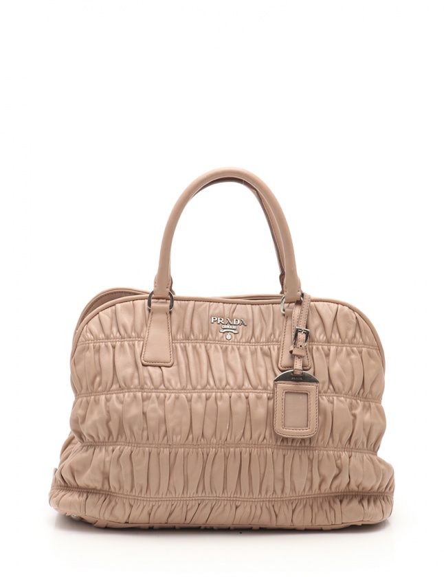 プラダ PRADA ハンドバッグ ショルダーバッグ ピンクベージュ レザー 