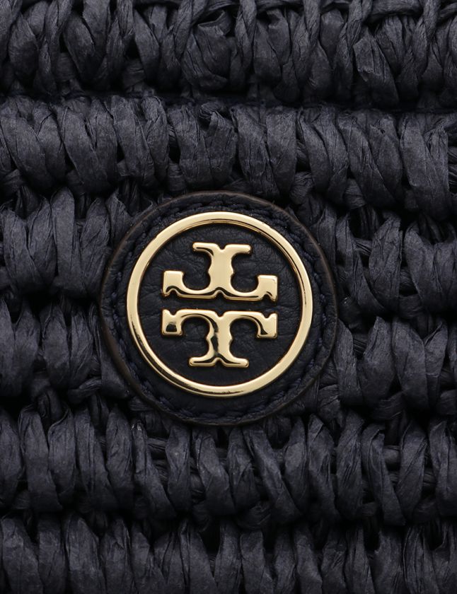TORY BURCH　ストロー×レザー　かごバッグ　トートバッグ　ネイビー TORY BURCH ストロー×レザー かごバッグ トートバッグ ネイビー