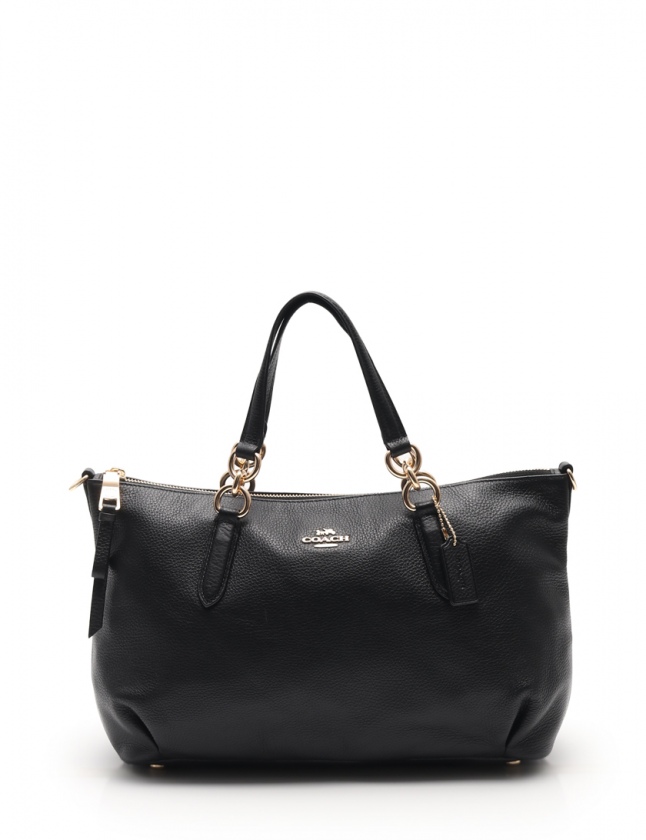 COACH 黒 レザー ハンドバッグ コーチ COACH ハンドバッグ ショルダーバッグ ラグジュアリーペブルド