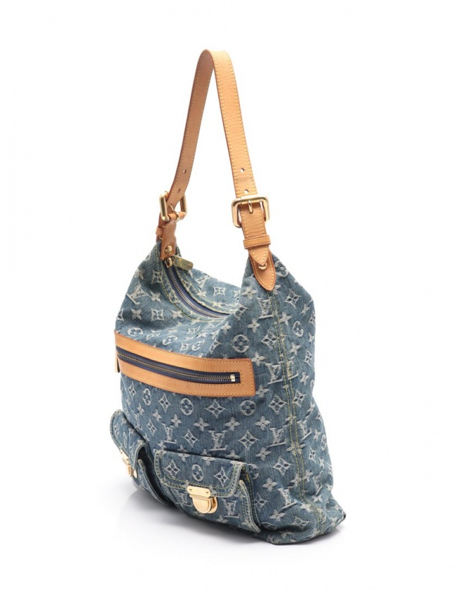 ルイヴィトン LOUIS VUITTON ショルダーバッグ バギーGM モノグラムデニム 青 アイボリー M95048 デニム レザー レディース