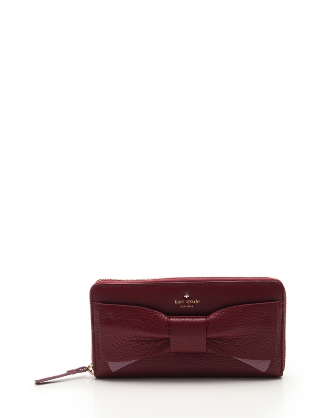 ケイトスペード KATE SPADE ラウンドファスナー長財布 紫 小物 レザー 