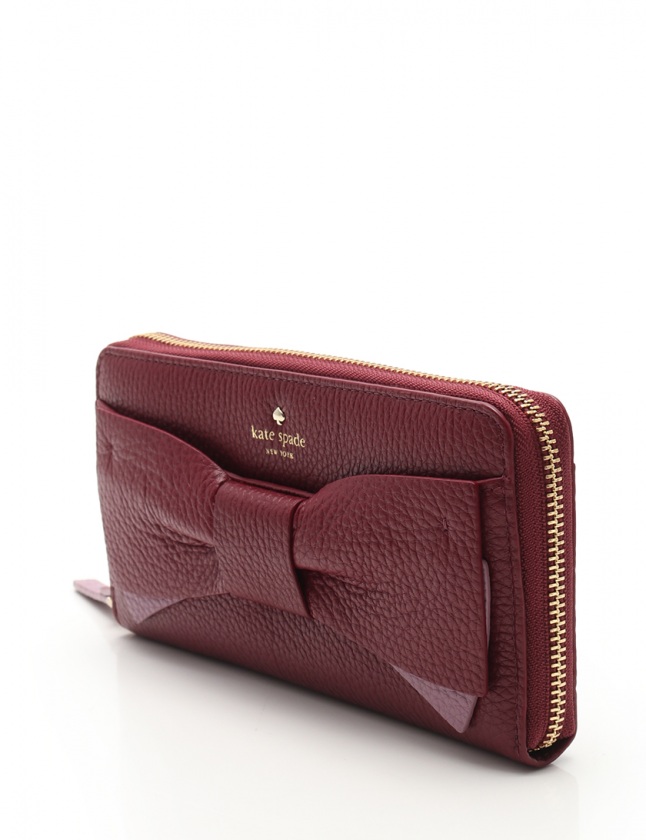 ケイトスペード KATE SPADE ラウンドファスナー長財布 紫 小物 レザー 