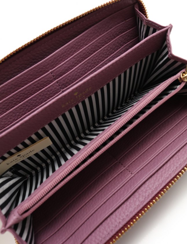 ケイトスペード KATE SPADE ラウンドファスナー長財布 紫 小物 レザー 