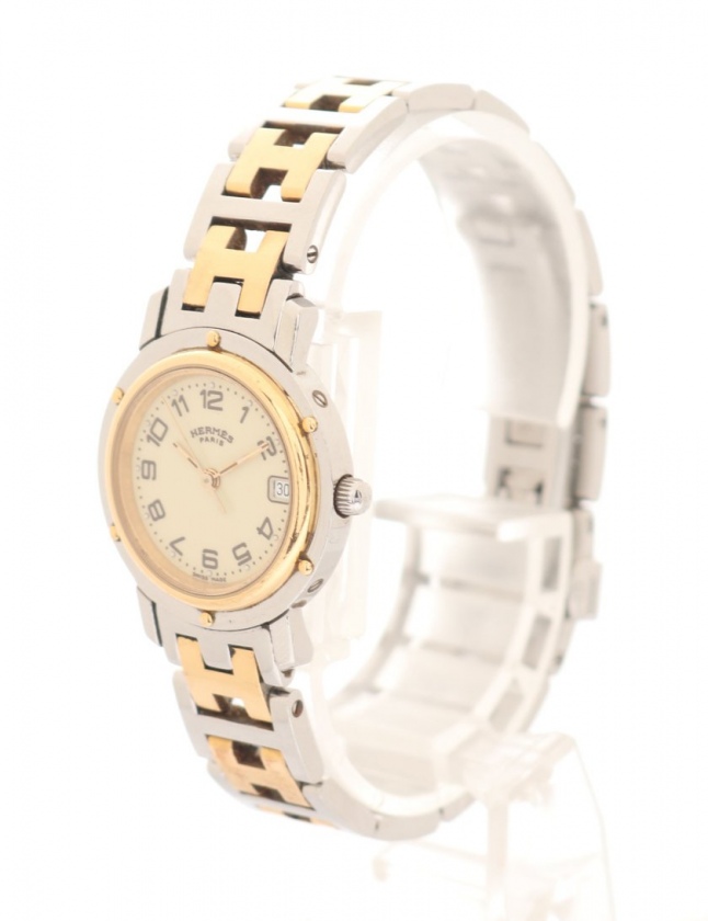 エルメス HERMES 腕時計 クリッパー レディース シルバー ゴールド CL4